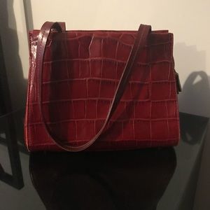 Monsac red leather satchel